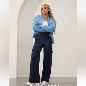Athleta Navy Wide-Leg Cargo Pants